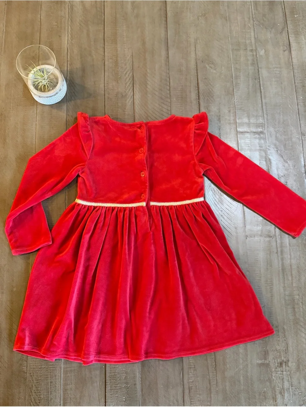OshKosh B'gosh Red Velvet Dress with Gold Bow